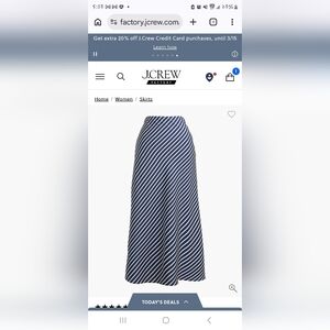 J Crew Navy/White Maxi Skirt With Matching Cami BNWT XL